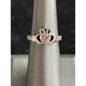 Vtg Sterling Silver Shanore October Birthstone Claddagh Ring Sz 6.5 925